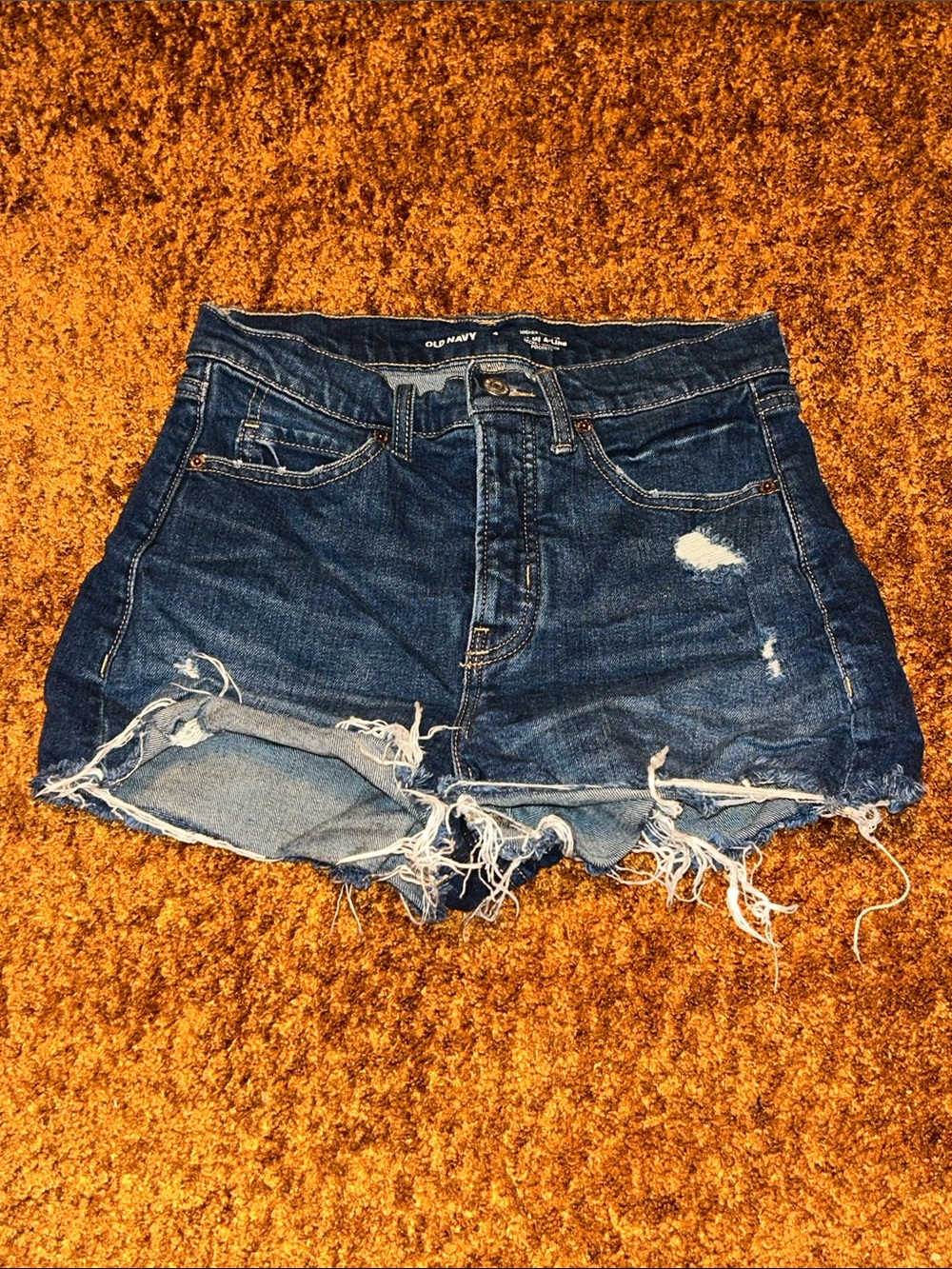 Old Navy Dark Blue Distressed Frayed Denim Shorts